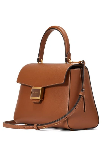 Shop Kate Spade Medium Katy Textured Leather Top Handle Bag In Allspice Cake