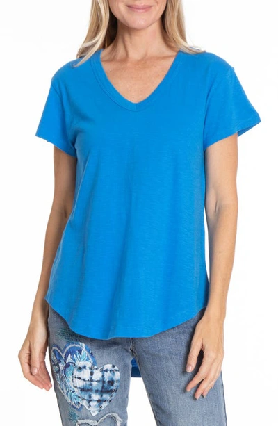 Shop Apny V-neck High-low T-shirt In French Blue
