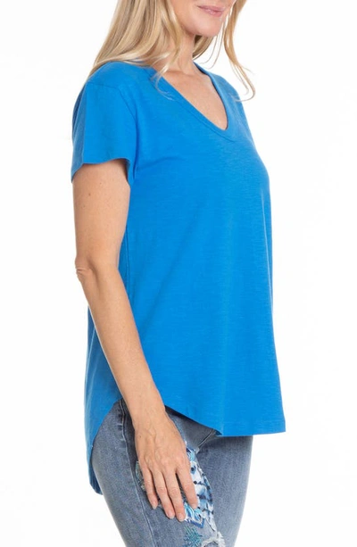 Shop Apny V-neck High-low T-shirt In French Blue