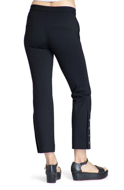 Apny Button Hem Pull-on Crop Flare Pants In Black