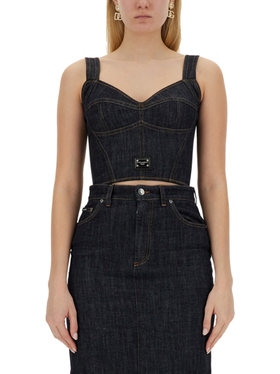 Shop Dolce & Gabbana Top Bustier In Denim