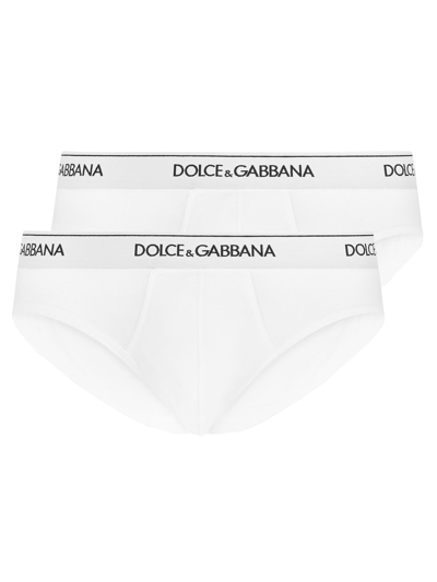 Shop Dolce & Gabbana Two-pack Of Logo Briefs In White
