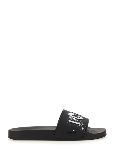 Shop Dsquared2 Slide Sandal With Logo In Black