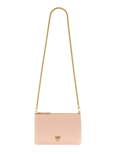 Pinko Logo Plaque Chain-linked Clutch Bag In Pink