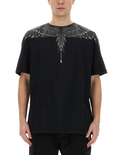 Shop Marcelo Burlon County Of Milan T-shirt With "icon Wings" Print In Black