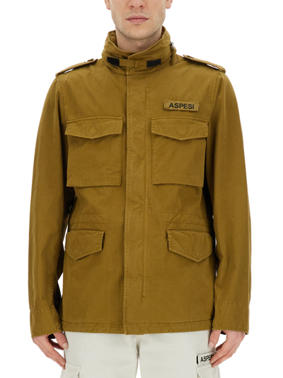 Shop Aspesi Jacket With Logo In Brown