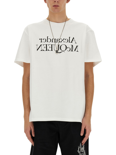 Alexander Mcqueen Alexander Mc Queen Reflected Logo T Shirt In White