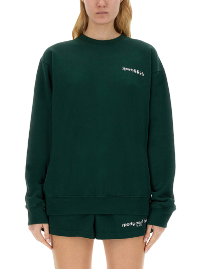 Shop Sporty And Rich Sweatshirt With Logo In Green