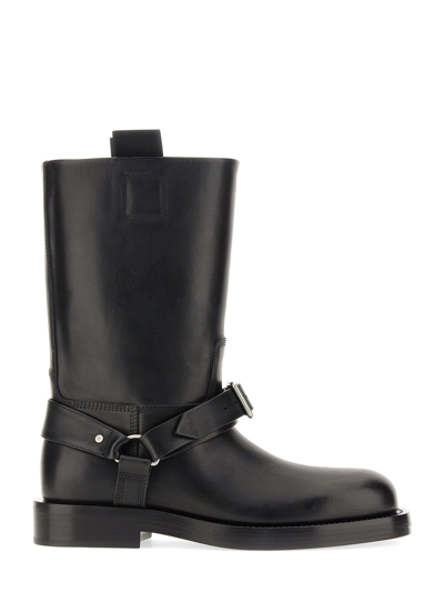 Shop Burberry Saddle Boot In Black
