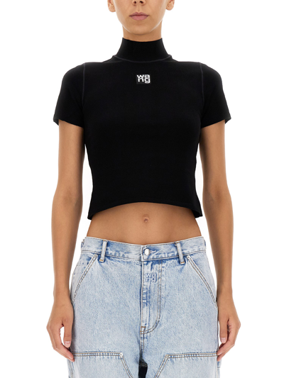 Shop Alexander Wang T Cropped T-shirt In Black