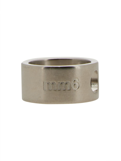 Shop Mm6 Maison Margiela Ring With Holes In Silver