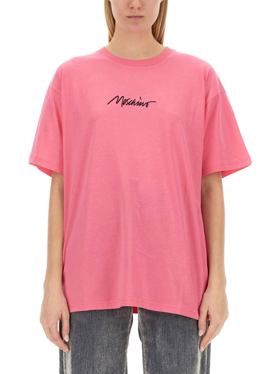 Shop Moschino T-shirt With Logo In Pink
