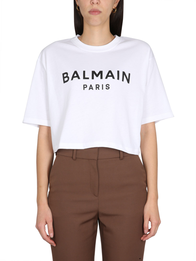 Shop Balmain T-shirt With Logo In White