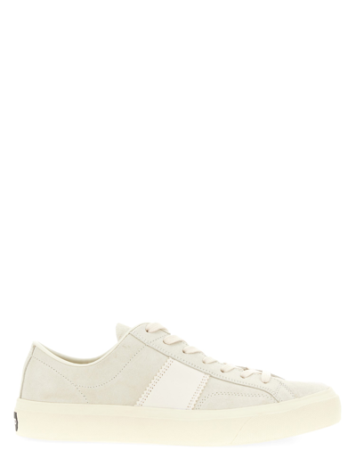 Shop Tom Ford Suede Sneaker In White