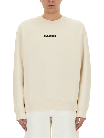 Shop Jil Sander Sweatshirt With Logo In Ivory