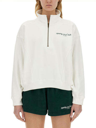 Shop Sporty And Rich Sweatshirt With Logo In White