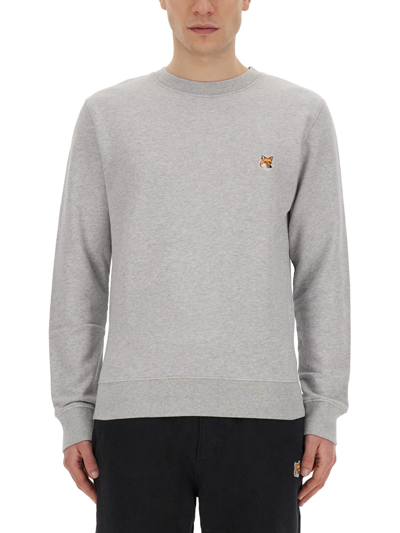Shop Maison Kitsuné Sweatshirt With Fox Head Patch In Grey