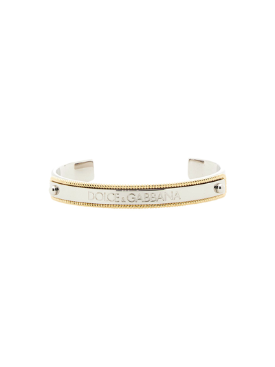 Shop Dolce & Gabbana "navy" Rigid Bracelet In Gold