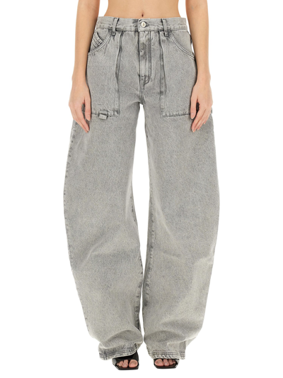 Shop Attico Oversize Jeans In Grey
