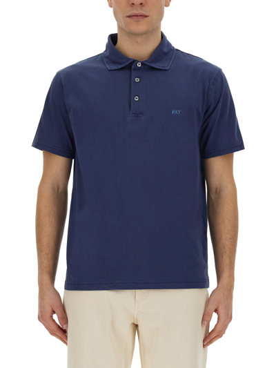 Shop Fay Polo With Logo In Blue