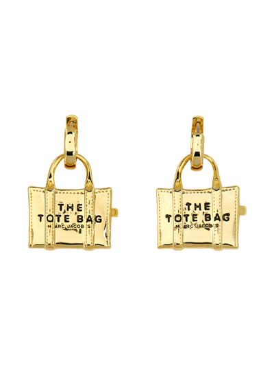 Shop Marc Jacobs "the Tote Bag" Earrings In Gold
