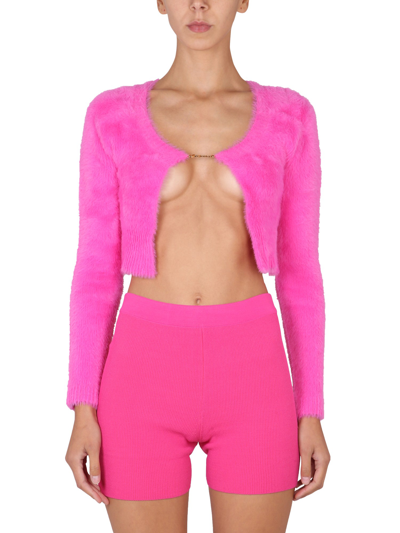 Shop Jacquemus Cardigan La Maille Snow In Pink