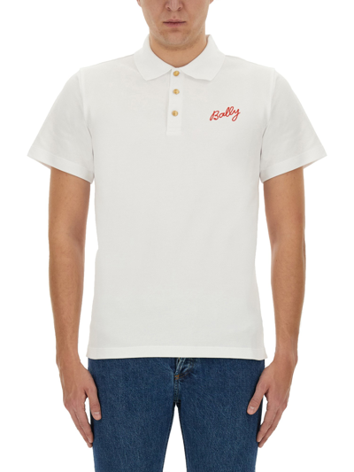 Bally Logo Embroidered Short-sleeved Polo Shirt In White