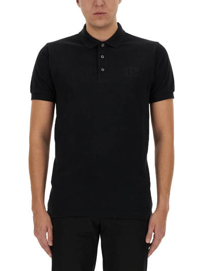 Shop Bally Polo Shirt With Embroidery In Black