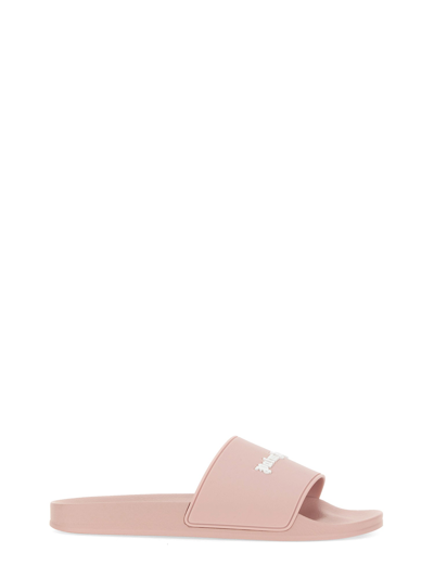 Shop Palm Angels Slide Sandal With Logo In Pink