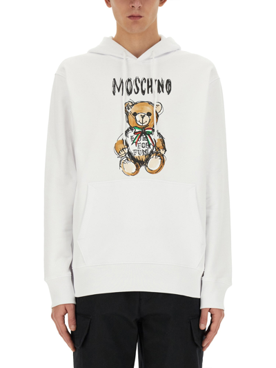 Shop Moschino Teddy Print Sweatshirt In White