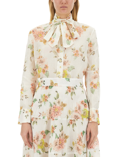 Shop Zimmermann Blouse With Floral Pattern In Pink