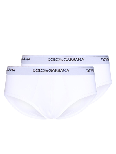 Shop Dolce & Gabbana Bi-pack Brando Briefs In White