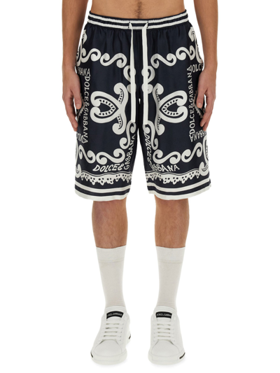 Shop Dolce & Gabbana Bermuda Shorts "navy" In Multicolour