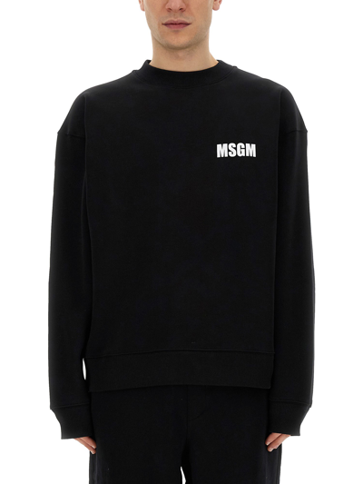 Shop Msgm Sweatshirt With Logo In Black
