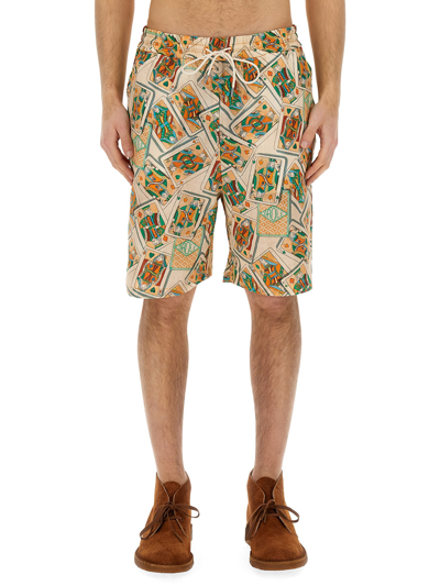 Shop Drôle De Monsieur Bermuda Shorts With Print In Multicolour