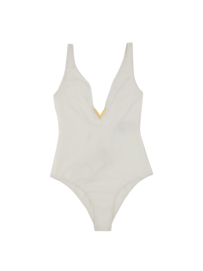 Shop Valentino One-piece Swimsuit In White