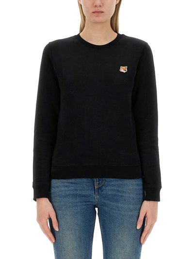 Shop Maison Kitsuné Sweatshirt With Fox Patch In Black
