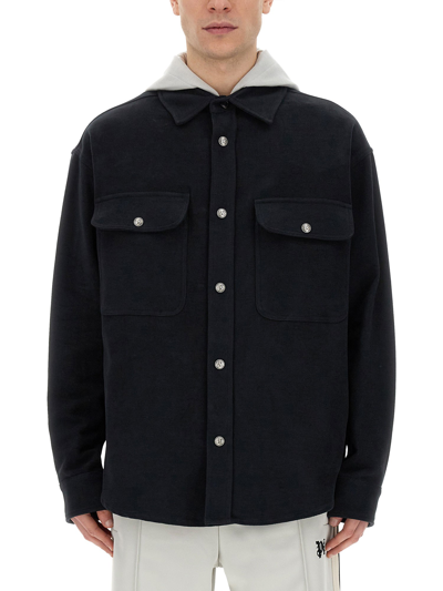Shop Palm Angels Shirt-jacket With Monogram In Black