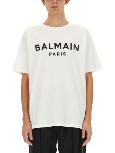 Shop Balmain T-shirt With Logo In White