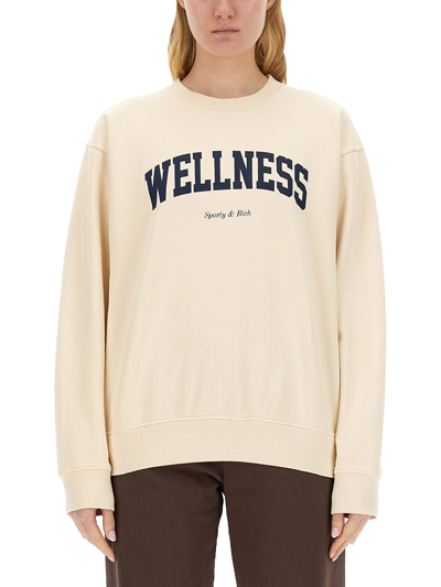 Shop Sporty And Rich Sweatshirt With Logo In Ivory