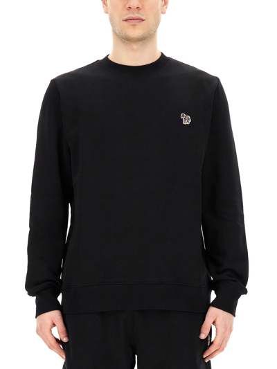 Ps By Paul Smith Ps Paul Smith Zebra Logo Sweatshirt In Organic Cotton In Black