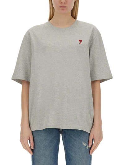Shop Ami Alexandre Mattiussi "ami De Coeur" T-shirt In Grey