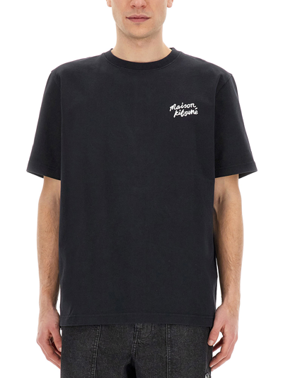 Shop Maison Kitsuné Handwriting Logo T-shirt In Black