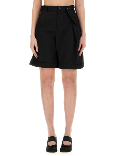 Shop Mm6 Maison Margiela Wool Bermuda Shorts In Black