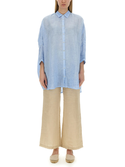 Shop 120% Lino Linen Shirt In Baby Blue