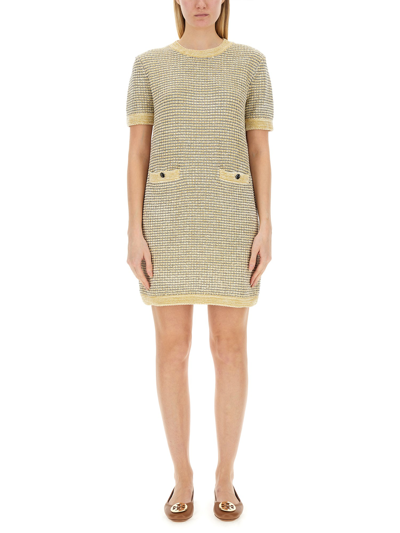 Shop Tory Burch Velvet Dress In Ivory