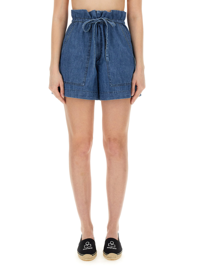 Shop Marant Etoile Short "ipolyte" In Denim