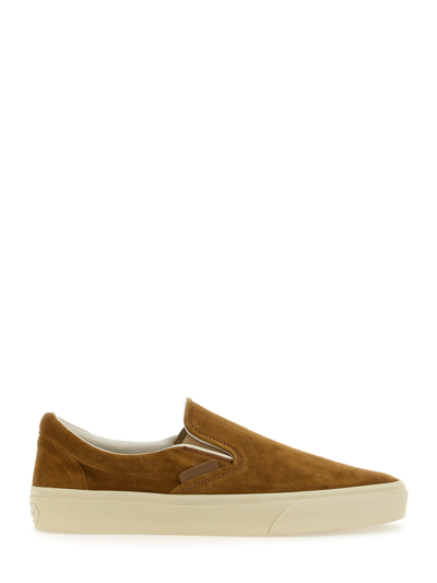 Shop Tom Ford Slip-on Sneaker In Brown