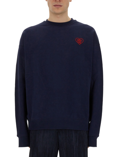 Shop Family First Sweatshirt With Heart Embroidery In Blue