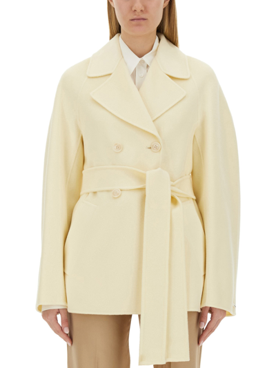 Shop Max Mara Belted Coat In Ivory